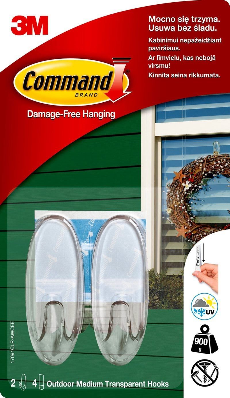 3M™ Command™ Ovális átlátszó műanyag akasztó, M