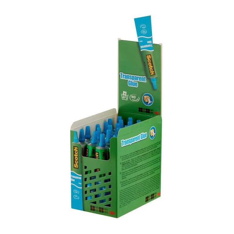 Scotch™ Clear Household Glue Tube Solvent-Free, Display of 24 Tubes, 30 ml