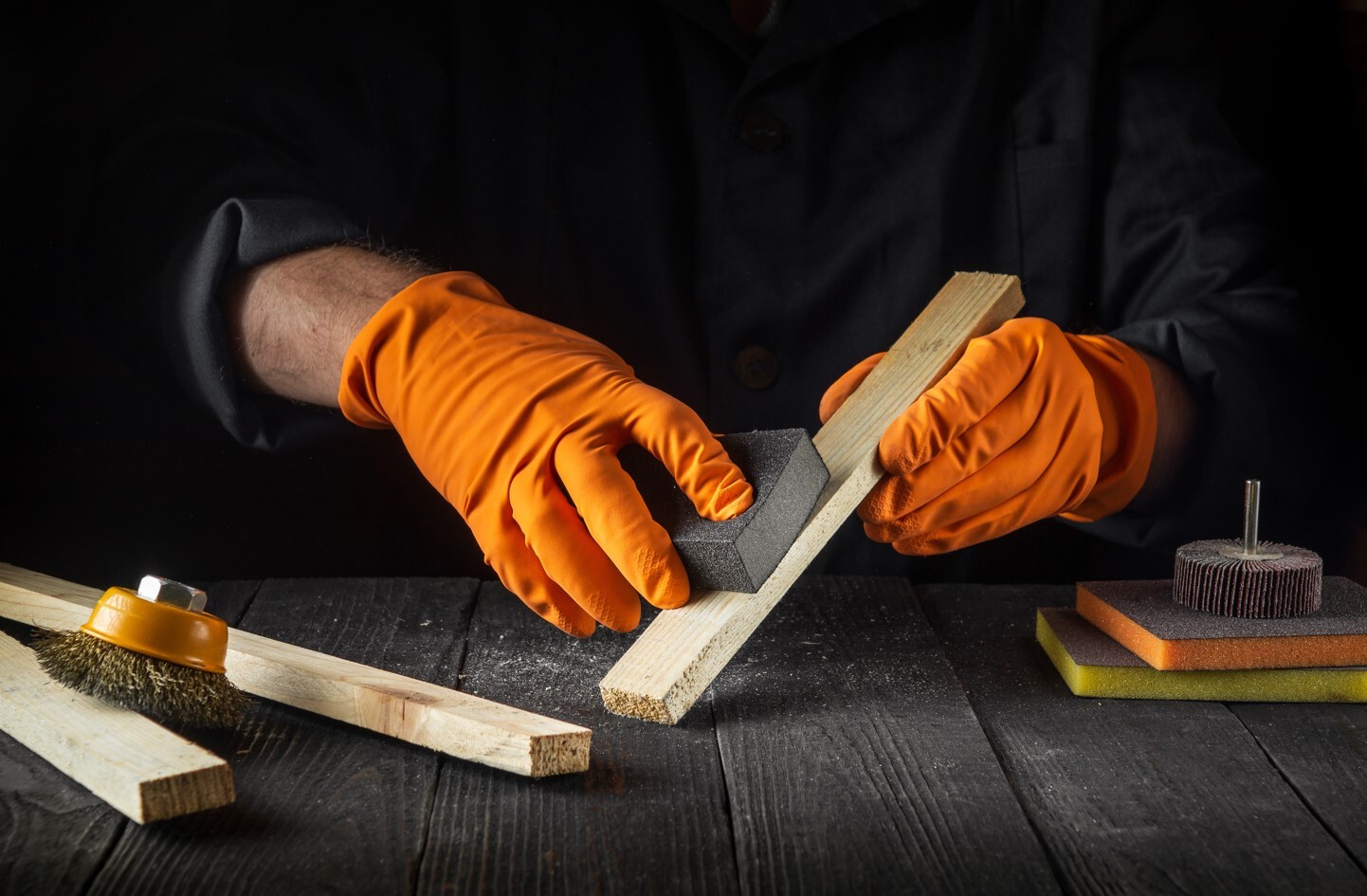 using the sanding sponge