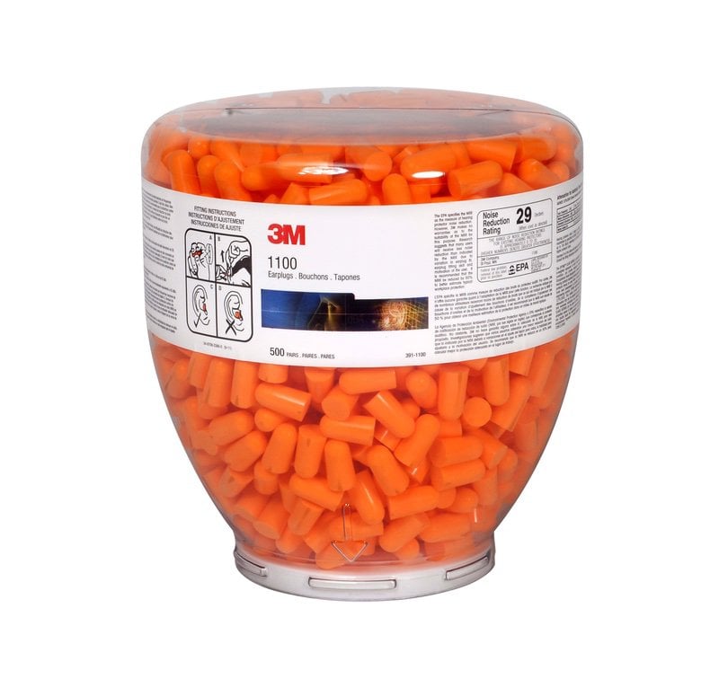 3M™ 1100 Earplugs, Refill Bottle, 37dB, 500 Per Pack, 1100D