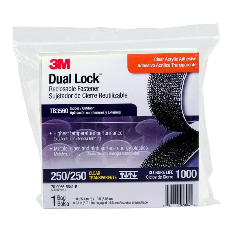 3M™ Dual Lock™ öntapadó tépőzár TB3560, átlátszó, 25 mm x 3 m