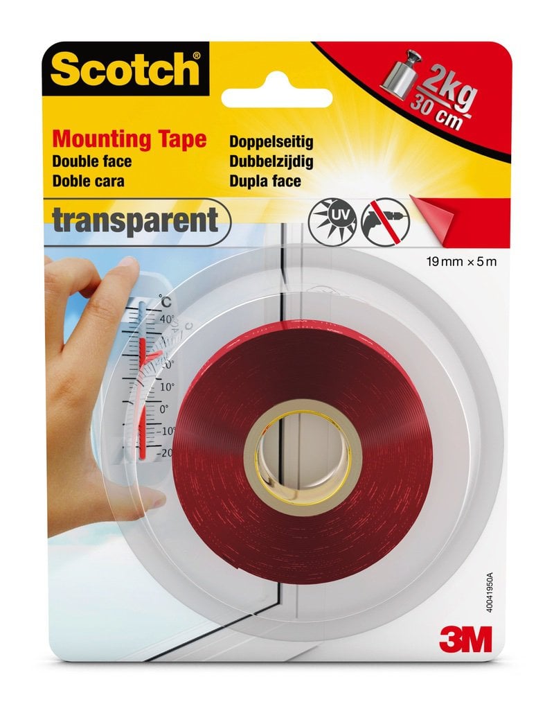 3M™ Scotch® Átlátszó kétoldalas ragaszószalag, 19 mm x 5 m