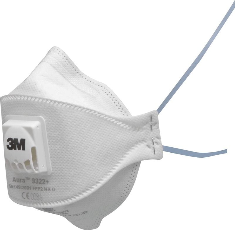 3M™ Aura™ Particulate Respirator, FFP2, Valved, Bulk, 9322+