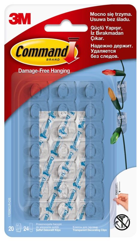 Command™ Clear Decorating Clips with Clear Strips 17026CLR