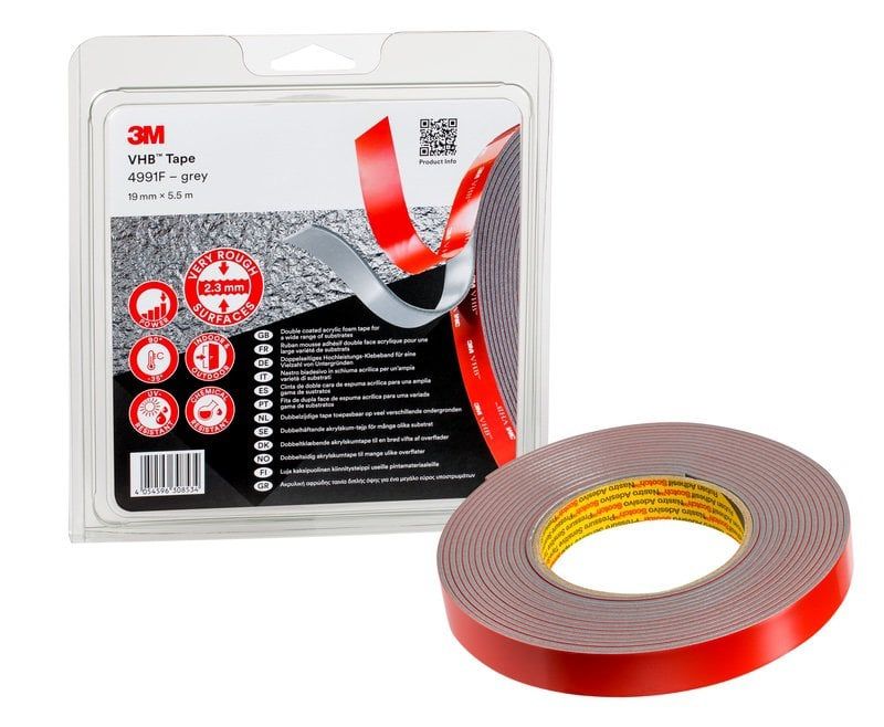 3M™ VHB™ Tape 4991F, Grey, 19 mm x 5.5 m, 2.5 mm, Blister