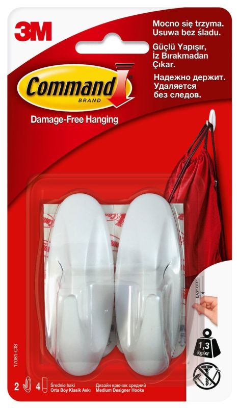 17081 Command Oval hooks M, 2/pk