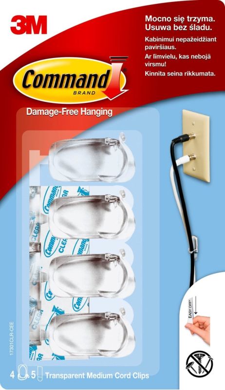 17301CLR-CEE Command Tr Med Cord Clipss