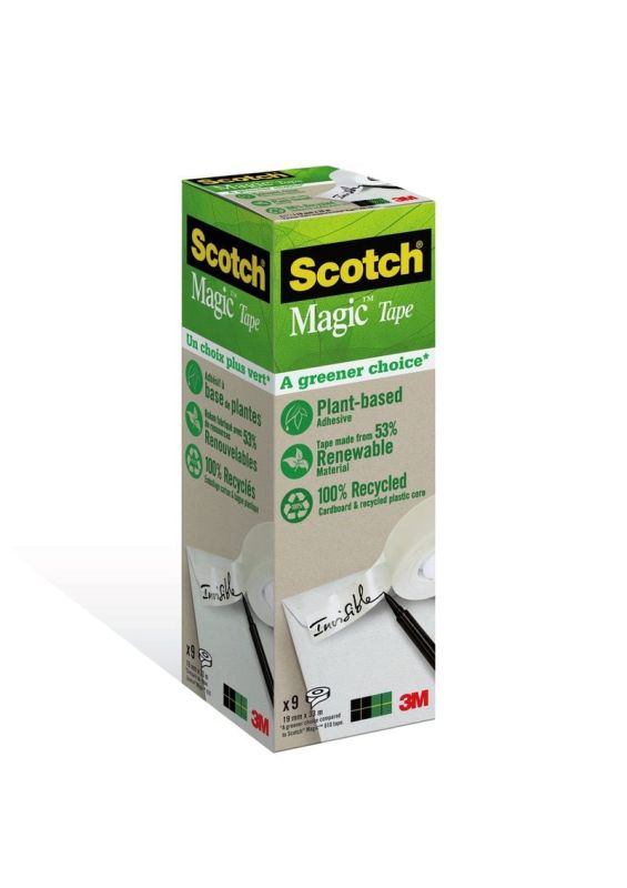 Scotch® Magic™ láthatatlan ragasztószalag, környezetbarát, 9 tek., 19mm x 33m