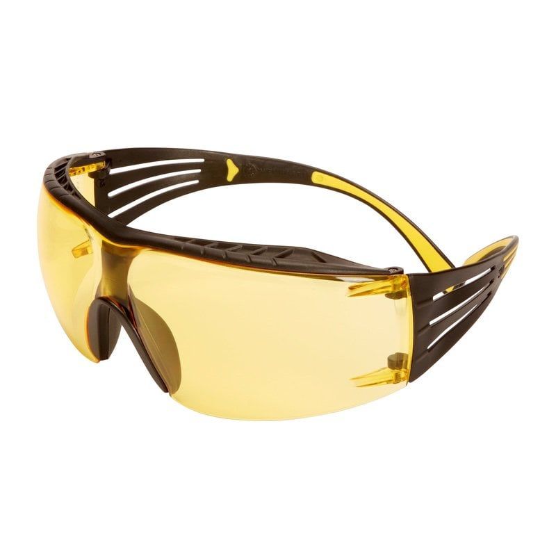 3M™ SecureFit™ 400X Safety Glasses, Yellow/Black frame, Scotchgard™ Anti-Fog / Anti-Scratch Coating (K&N), Amber Lens, SF403XSGAF-YEL-EU, 20/Case