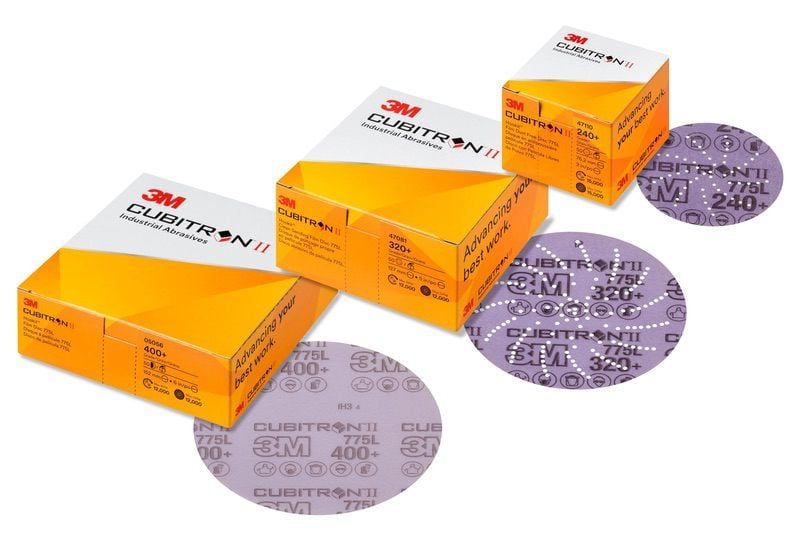 3M™ Cubitron™ II Hookit™ 775L tépőzáras filmhordozós csiszolótárcsa, multilyukas, 150 mm, 150+
