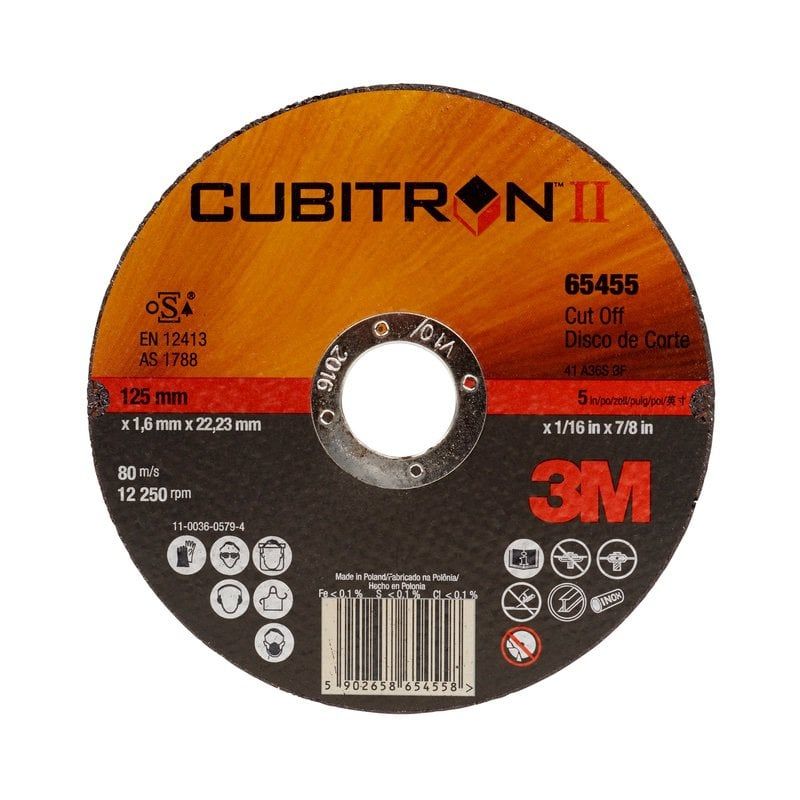 3M™ Cubitron™ II Cut-Off Wheel, T41, 125 mm x 1.6 mm x 22.2 mm