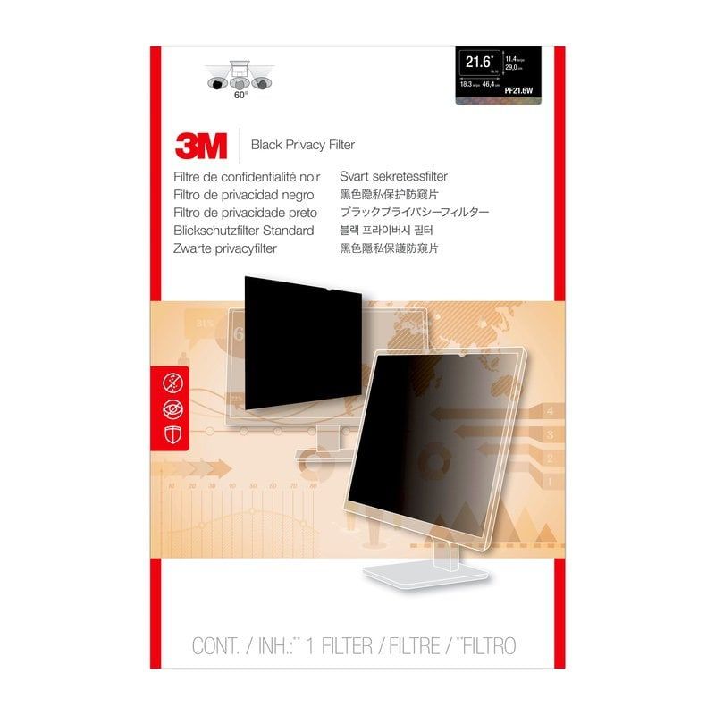 3M™ Privacy Filter for 21.6 in. Widescreen Monitor, PF216W1B, 16:10