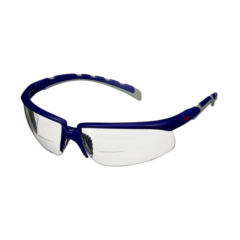 3M™ Solus™ 2000 Safety Glasses, Blue/Grey Temples, Anti-Fog/Anti-Scratch, Reader +2.5 Clear Lens, S2025AF-BLU, 20/Case