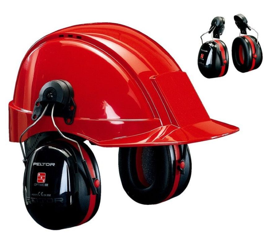 3M™ PELTOR™ Optime™ III Earmuffs, 34 dB, Black/Red, Helmet Mounted, H540P3AF-413-SV