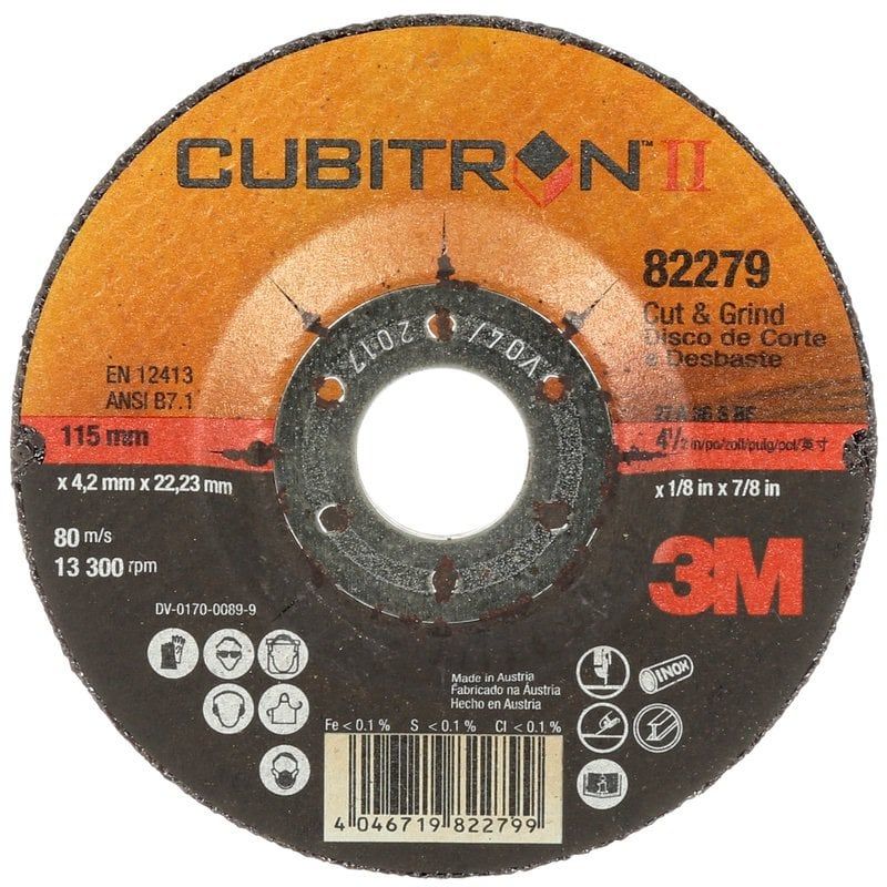 3M™ Cubitron™ II Cut and Grind Wheel, T27, 230 mm x 4.2 mm x 22.2 mm