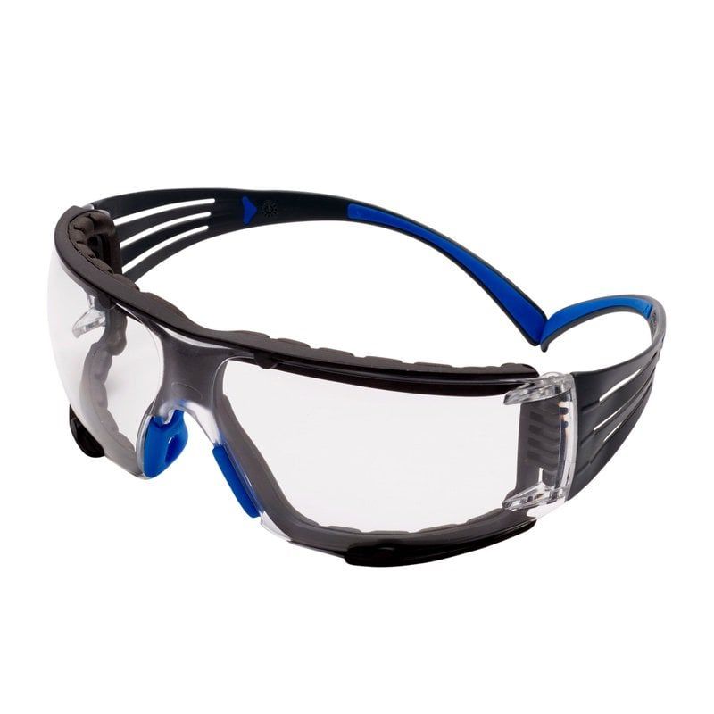 3M™ SecureFit™ 400 Safety Glasses, Blue/Grey frame, Foam, Scotchgard™ Anti-Fog / Anti-Scratch Coating (K&N), Clear Lens, SF401SGAF-BLU-F-EU, 20/Case