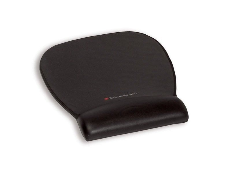 3M™ Mouse pad with Gel-Filled Wrist-Rest Leatherette Covering and Precise™ Mousing Surface Black
