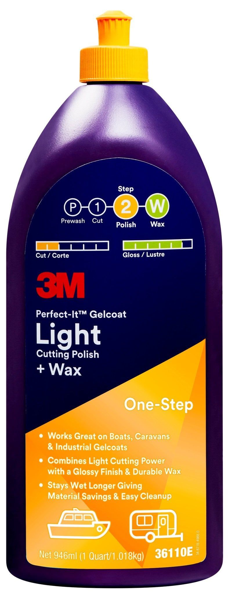 3M™ Perfect-It™ Gelcoat Light Cutting Polish + Wax, 946 ml, 36110E