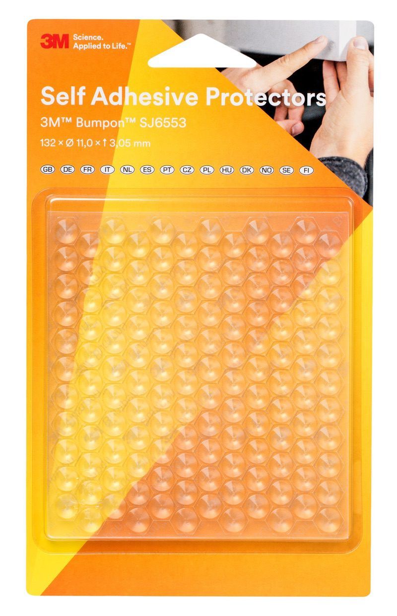 3M™ Bumpon™ SJ6553BL Protective Products Mini-pack, Transparent, 11.0 x 3.05 mm, 132 pieces, Synthetic rubber adhesive R-25