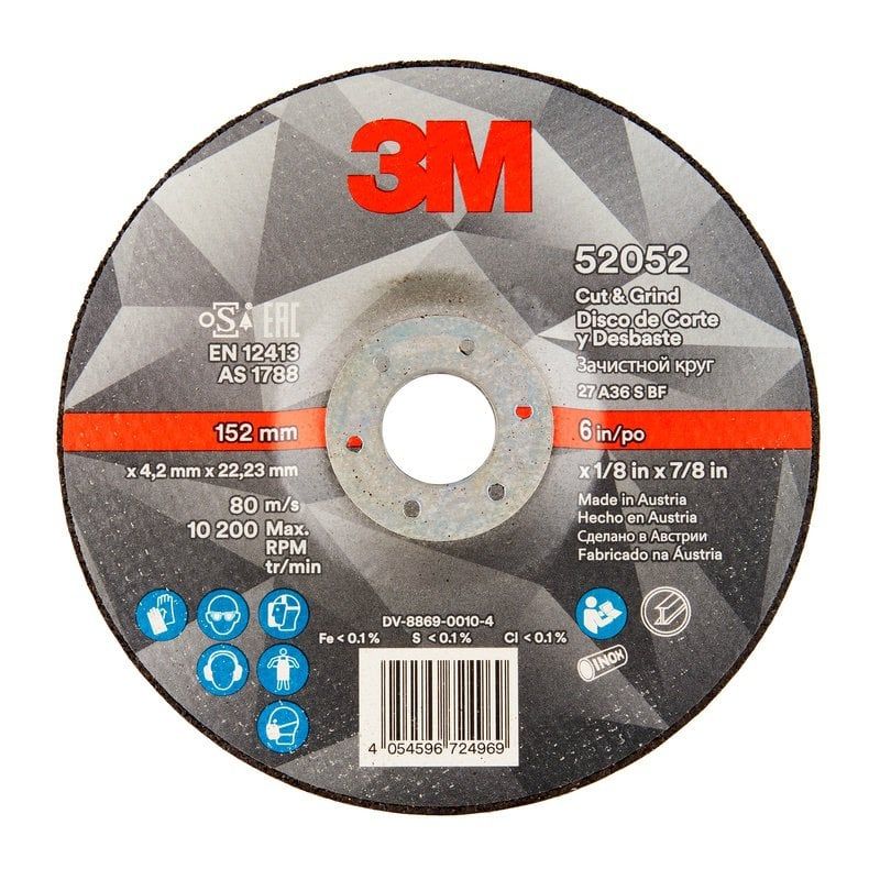 3M™ Cut & Grind tisztító, - vágókorong T27, 150 mm x 4.2 mm x 22.23 mm