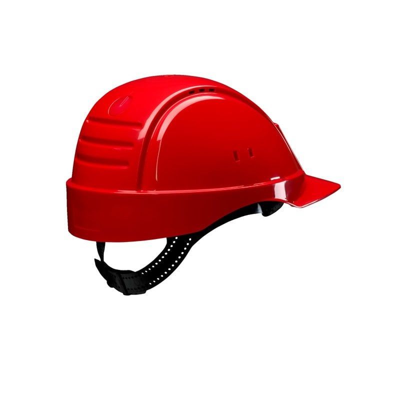 3M™ Hard Hat, Uvicator, Pinlock, Ventilated, Plastic Sweatband, Red, G2000CUV-RD, 20 ea/Case