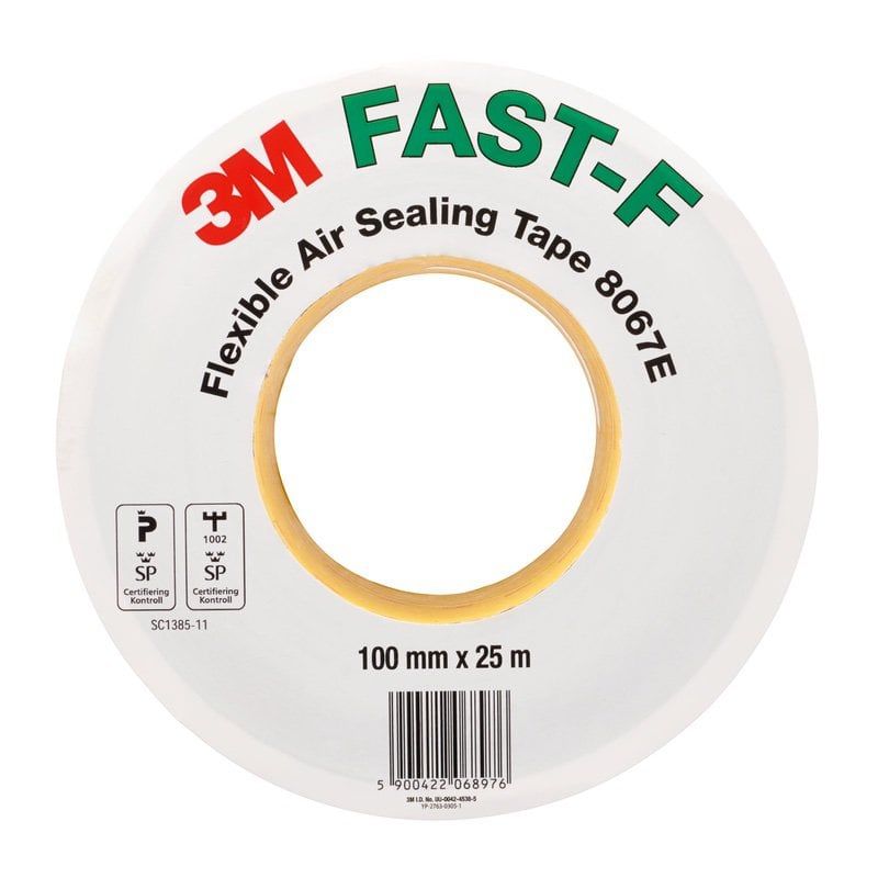 3M™ Flexible Air Sealing Tape 8067E - FAST F, Tan, 100 mm x 25 m, 0.25 mm, 50-50 Split