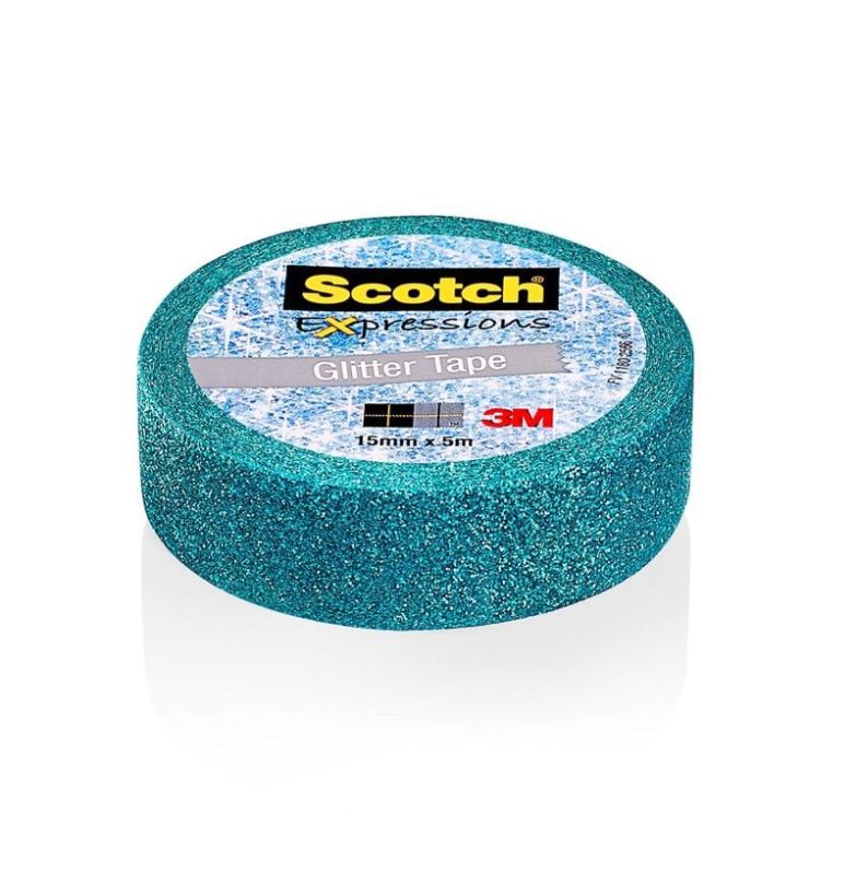 3M™ Scotch® Expressions Tape ragasztószalag utántöltő - 1 tekercs, 15 mm x 10 m, csillogó kék