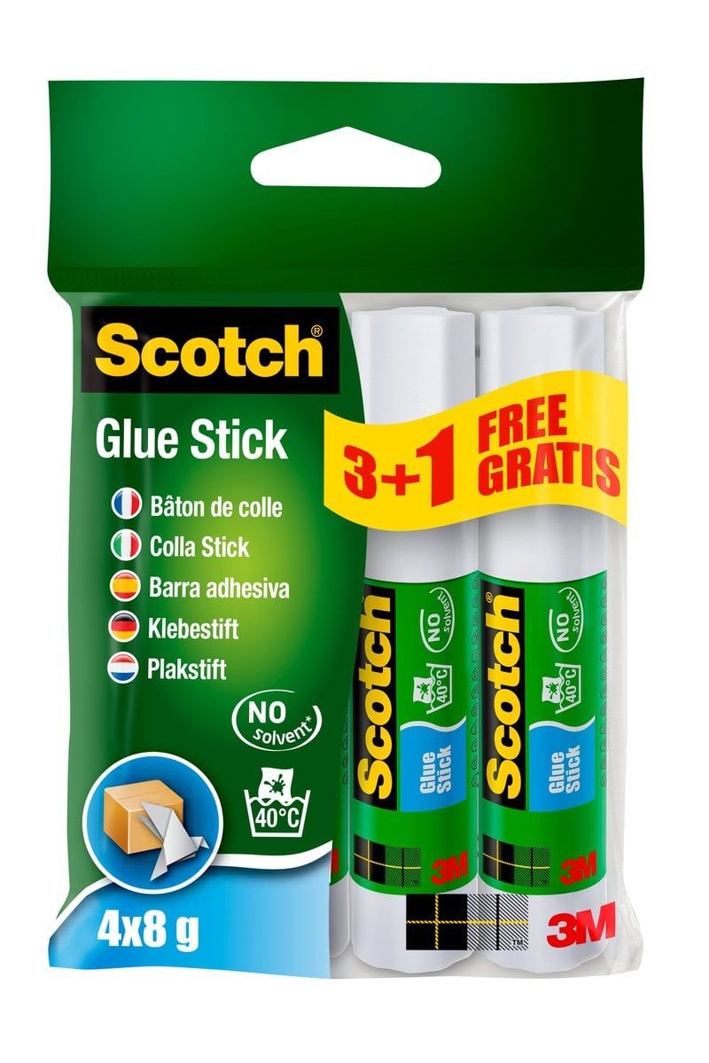 Scotch™ Permanent Glue Stick, 3 Sticks + 1 FREE, 8 g