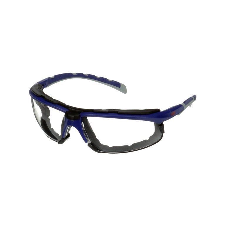 3M™ Solus™ 2000 Series, S2001SGAF-BGR-F, Grey/Blue-Green Temples, Scotchgard™ Anti-Fog Coating, Clear AF-AS lens,Foam Gskt, 20/Case