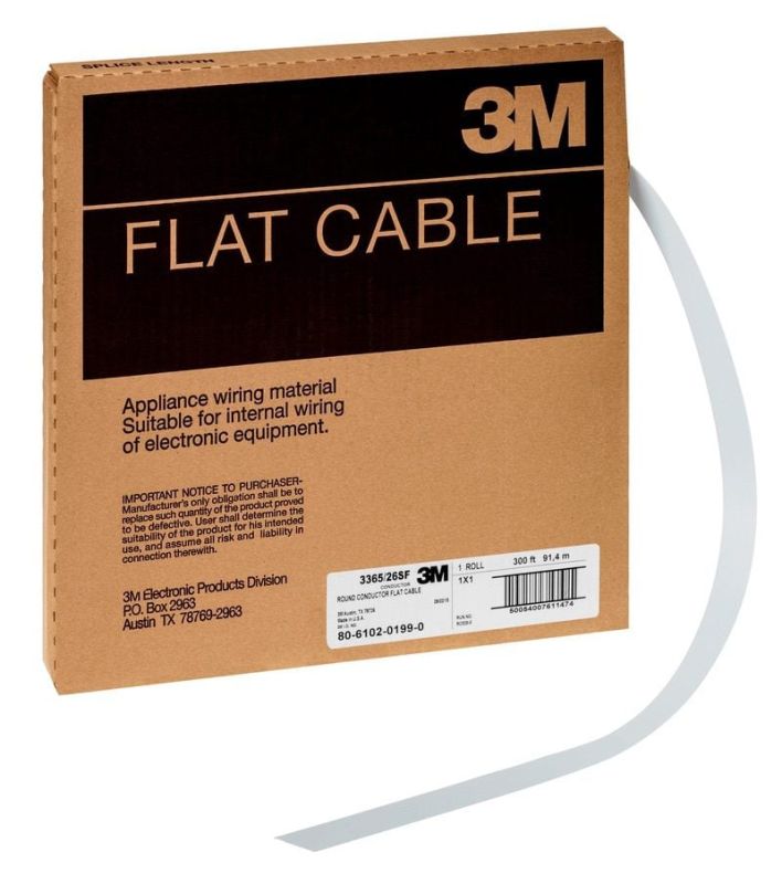 3M™ Round Conductor Flat Cable, 3365 Series, 3365/26SF, 300 ft