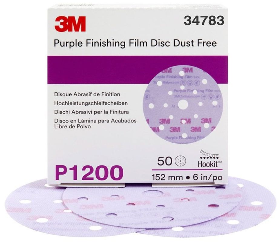 3M™ Hookit™ Purple Finishing Film Abrasive Disc 260L, 150 mm, 17 Hole, P1200, 34783