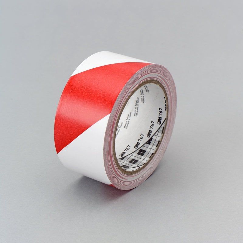 3M™ Hazard Warning Tape 767i, Red/White, 50 mm x 33 m