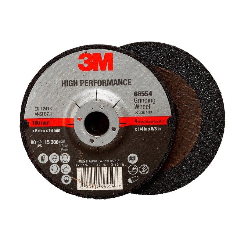 3M™ High Performance Depressed Center Grinding Wheel, T27, 125 mm x 6.5 mm x 22.2 mm