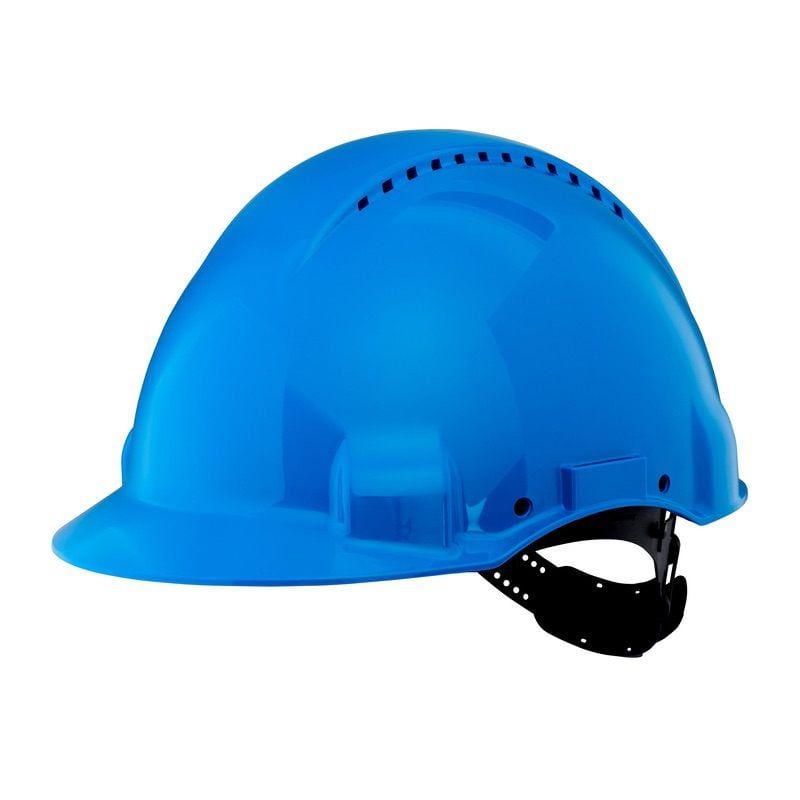 3M™ Hard Hat, Uvicator, Pinlock, Ventilated, Plastic Sweatband, Blue, G3000CUV-BB, 20 ea/Case