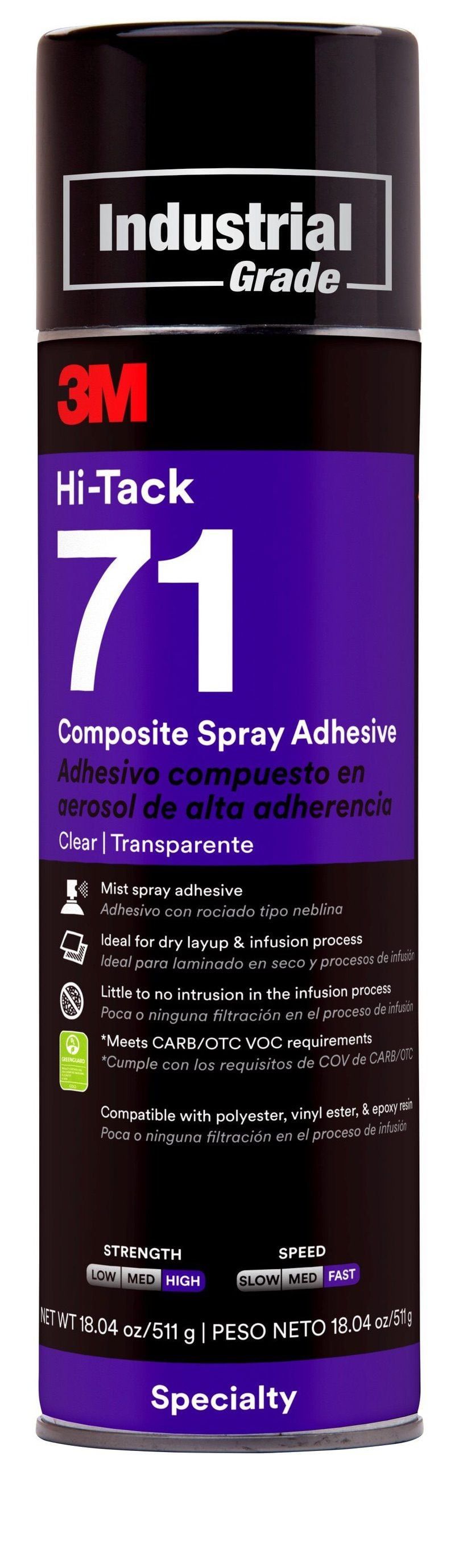3M™ Hi-Tack Composite Spray Adhesive 71, Transparent, 534 ml