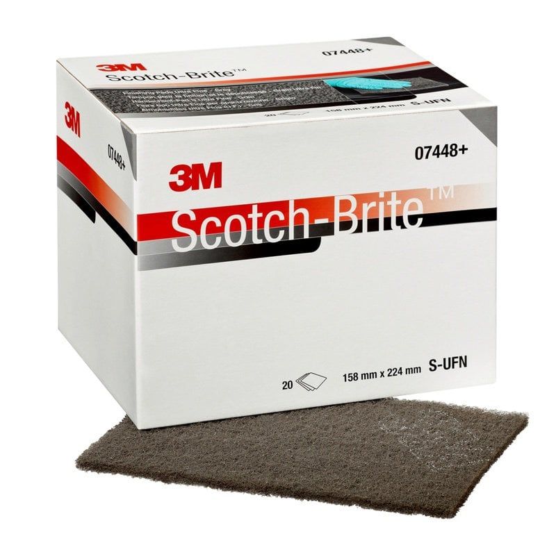 Scotch-Brite™ Hand Pad 7448+, 158 mm x 224 mm, S UFN, Grey