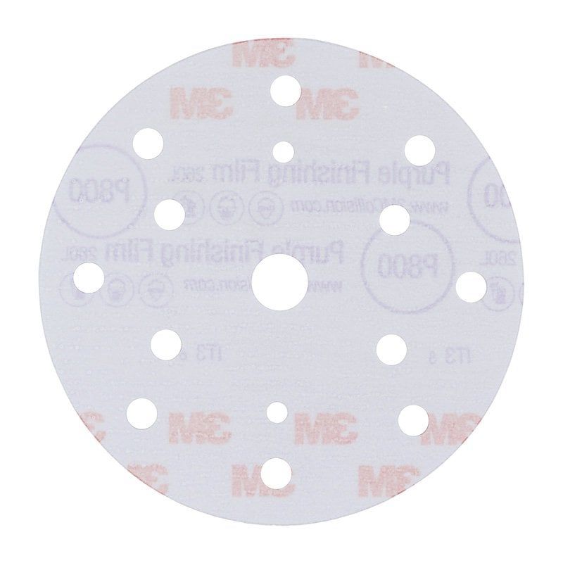 3M™ Hookit™ Purple Finishing Film Abrasive Disc 260L, 150 mm, 15 Hole, P800, 51155