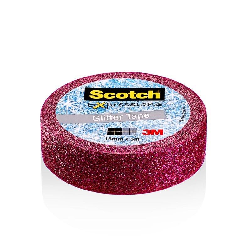 3M™ Scotch® Expressions Tape ragasztószalag utántöltő - 1 tekercs, 15 mm x 5 m, csillogó rózsaszín