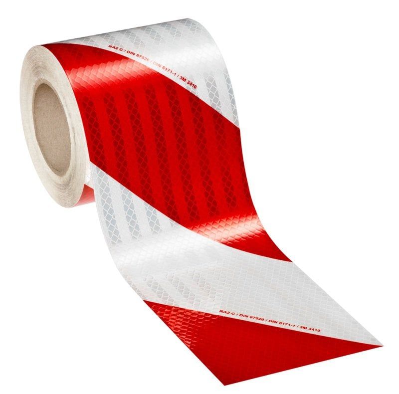 3M™ High Intensity Flexible Prismatic Reflective Sheeting 3410, Right/Left, White/Red, 282 mm x 9 m