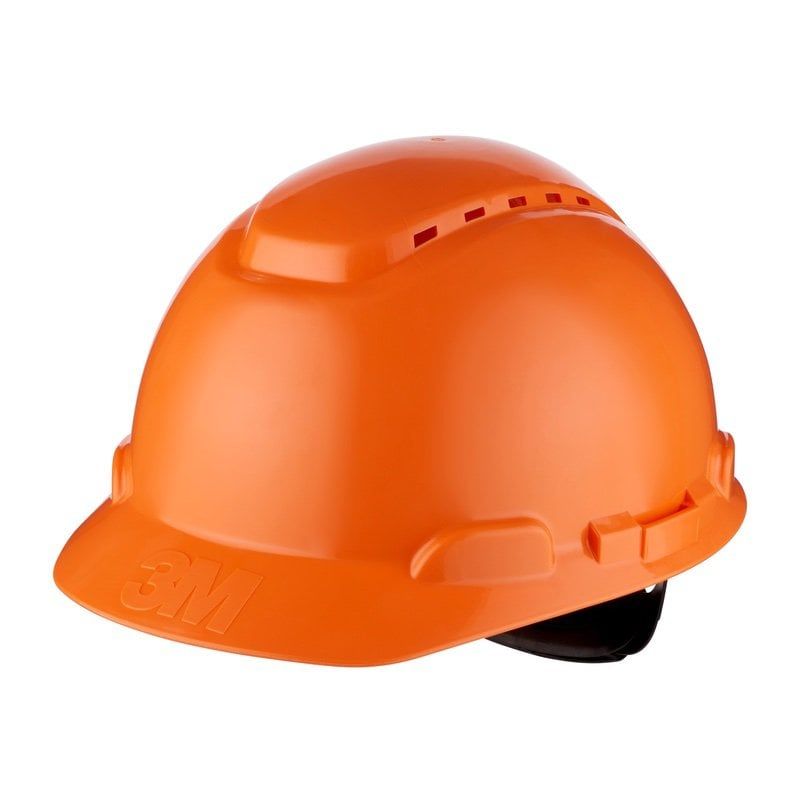 3M™ Hard Hat, Ratchet, Ventilated, Plastic Sweatband, Orange, H700N-OR, 20 ea/Case