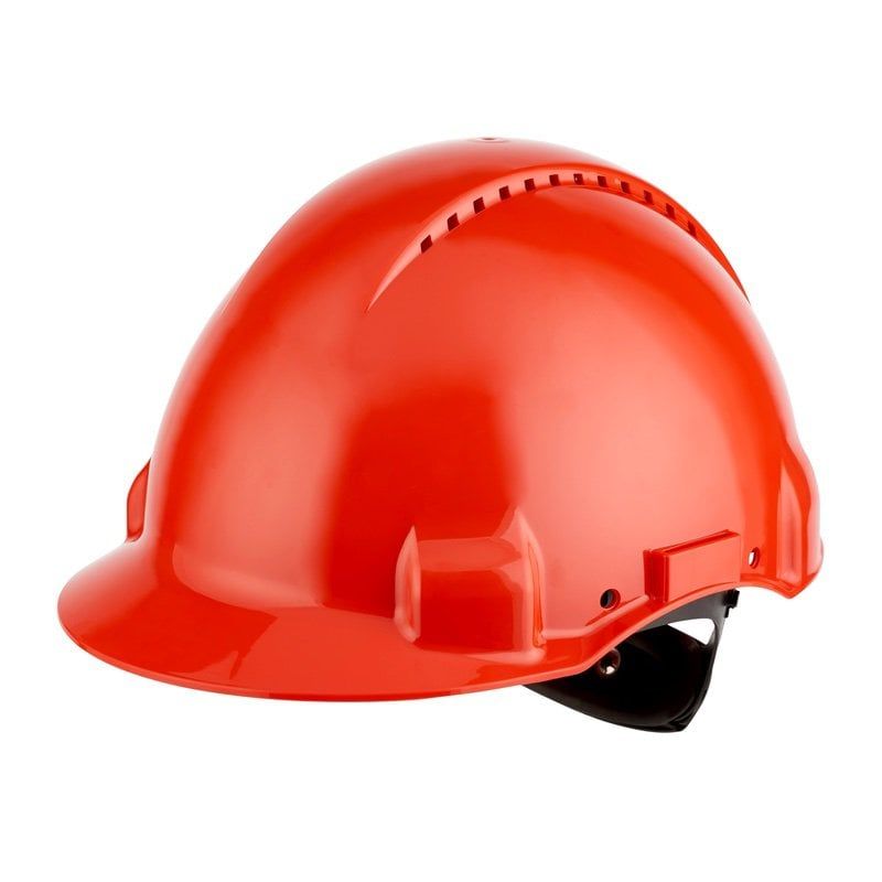 3M™ Hard Hat, Uvicator, Ratchet, Ventilated, Plastic Sweatband, Red, G3000NUV-RD, 20 ea/Case