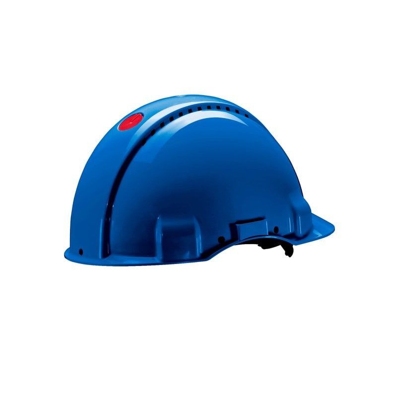 3M™ Hard Hat, Uvicator, Ratchet, Non vented, Dielectric 1000V, Leather Sweatband, Blue, G3001MUV1000V-BB, 20 ea/Case