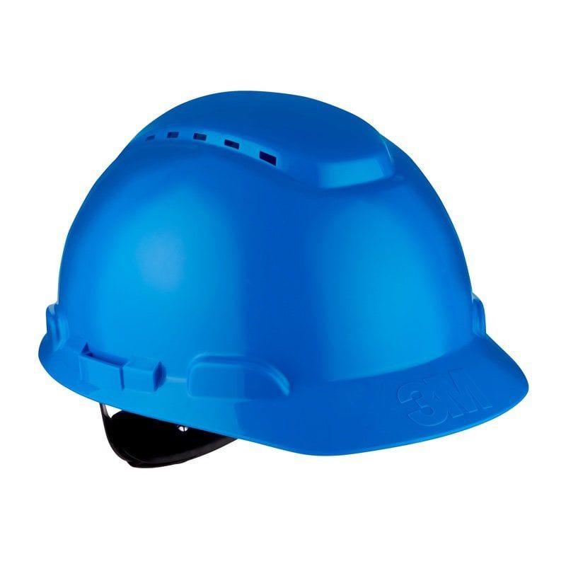 3M™ Hard Hat, Ratchet, Ventilated, Plastic Sweatband, Blue, H700N-BB, 20 ea/Case