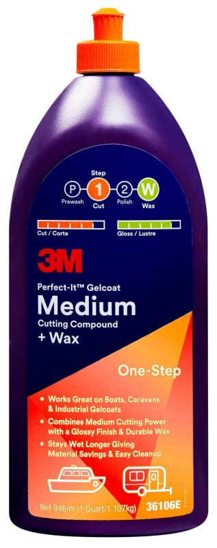 3M™ Perfect-It™ Gelcoat Medium Cutting Compound + Wax, 946 ml, 36106E