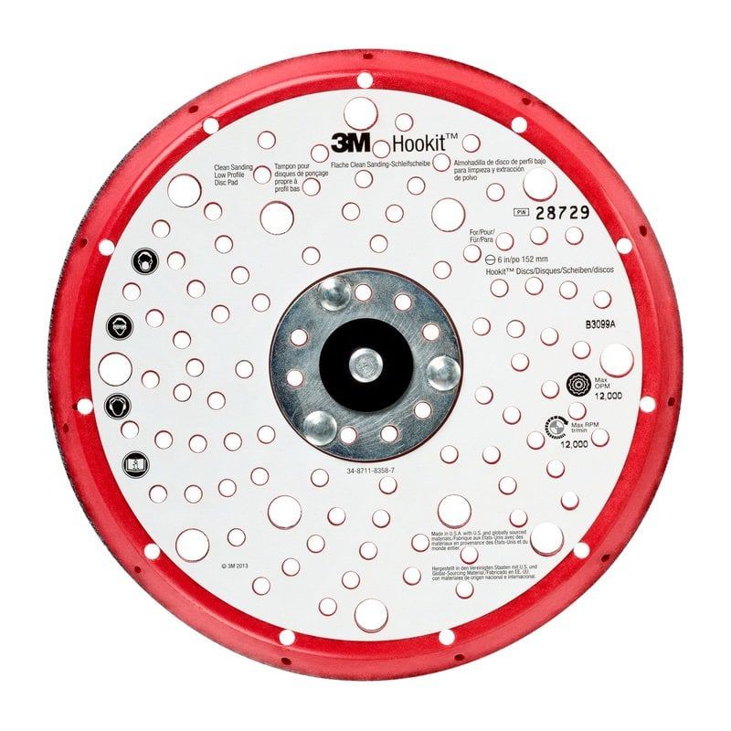 3M Hookit™ Low Profile Abrasive Disc Back-up Pad Red, 6 in x 3/8 in x 5/8 in, 5/16-24 in, PN28729