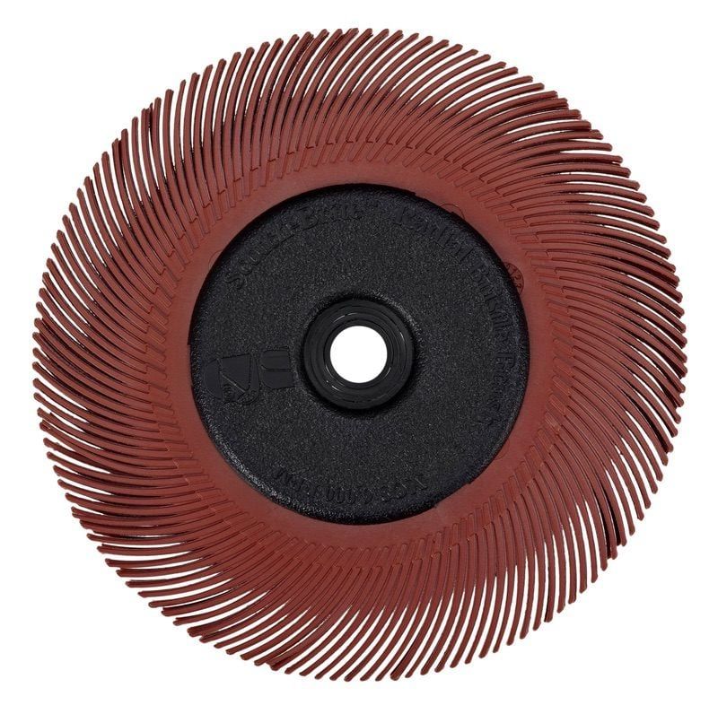Scotch-Brite™ Radial Bristle Brush BB-ZB, 193.7 mm x 25.4 mm x 31.8 mm, P220, Red, Type C, With adapter