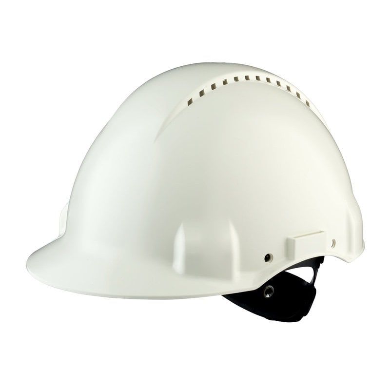 3M™ Hard Hat, Uvicator, Ratchet, Ventilated, Plastic Sweatband, White, G3000NUV-VI, 20 ea/Case