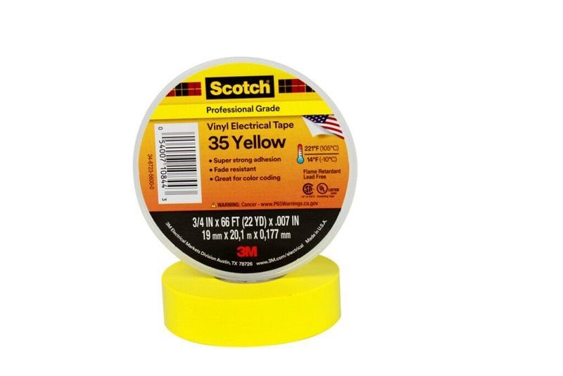3M™Scotch® 35 vinil ragasztószalag elektromos felhasználásra, sárga, 19 mm x 20 m