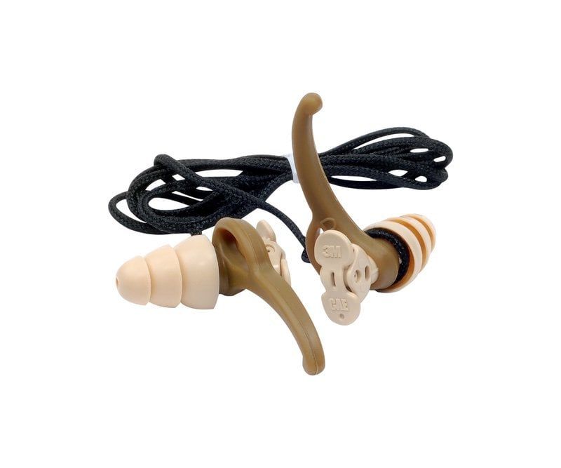 3M™ Combat Arms™ 4.1 Hear-Through Ear Plugs, with Retainer, Single Ended, Medium, Tan, Polybag with Case, 370-1045