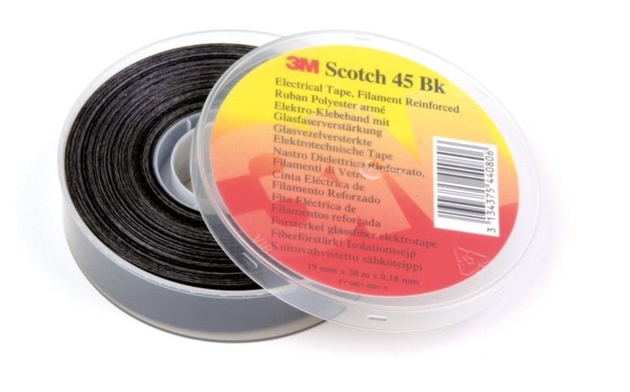 3M™ Filament Reinforced Electrical Tape 45, Black, 19mm x 20m